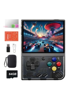 Miyoo Miyoo Mini Plus Handheld Game Console, with Dedicated Storage Case, 3.5 Inch IPS 640x480 Screen, 64G/128G TF Card with 10,000+ Games, 3000mAh 7+Hours Battery, Support Wireless Network (Black 64G)  - Image 1