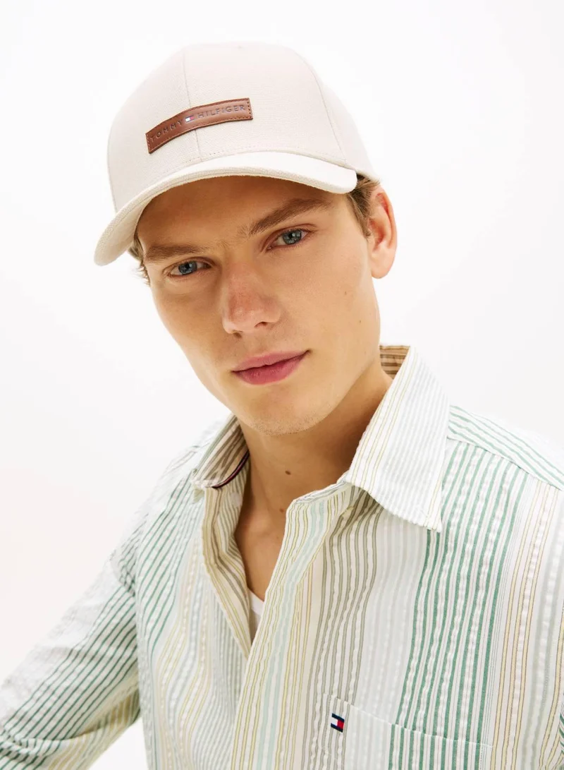 Tommy Hilfiger Classic Beige Logo Patch Canvas Baseball Cap for Men | Best Price UAE