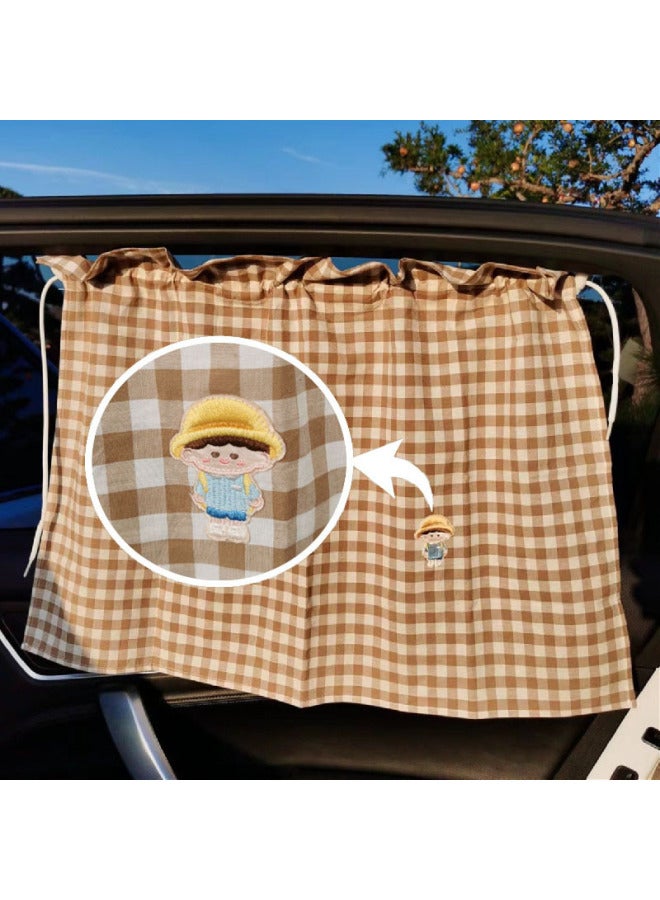 Style Plaid Car Curtain Sunscreen For Children's Car