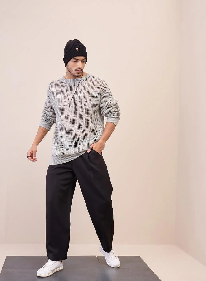 ماسكلن ساسافراس ماسكولين ساسافراس سويتر كروشيه واسع بنقشة مميزة