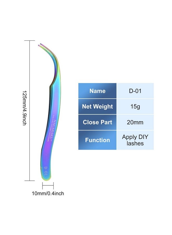 NAGARAKU DIY Self-Grafting Eyelash Extension Tweezer Eyelash Applicator Stainless Steel Curved Eyelash Clamp Makeup Tool Home Use for Cluster Application and Removal of Eye Lashes (D-01) - Image 5