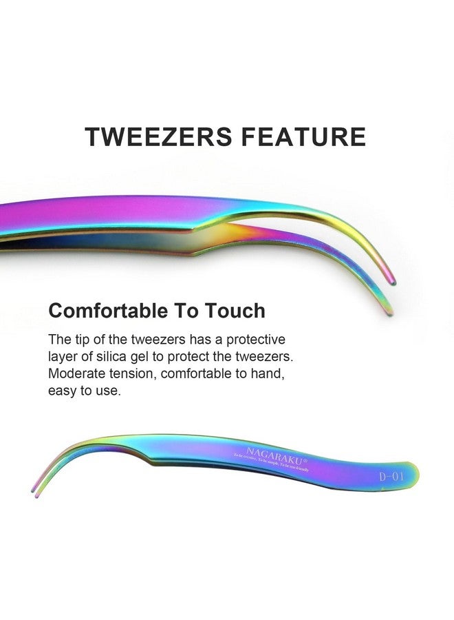 NAGARAKU DIY Self-Grafting Eyelash Extension Tweezer Eyelash Applicator Stainless Steel Curved Eyelash Clamp Makeup Tool Home Use for Cluster Application and Removal of Eye Lashes (D-01) - Image 4