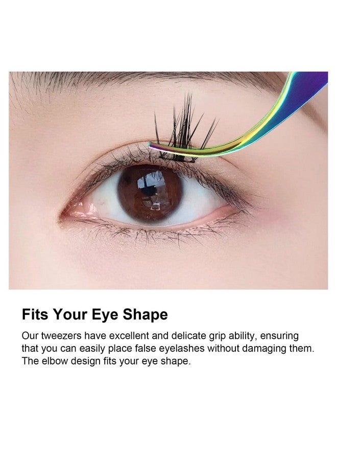 NAGARAKU DIY Self-Grafting Eyelash Extension Tweezer Eyelash Applicator Stainless Steel Curved Eyelash Clamp Makeup Tool Home Use for Cluster Application and Removal of Eye Lashes (D-01) - Image 3