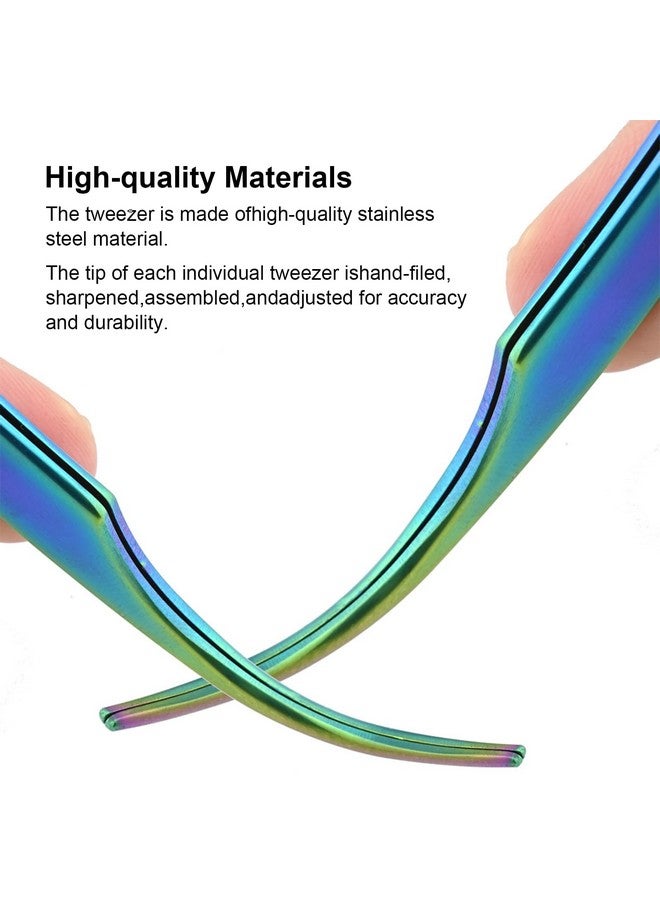 NAGARAKU DIY Self-Grafting Eyelash Extension Tweezer Eyelash Applicator Stainless Steel Curved Eyelash Clamp Makeup Tool Home Use for Cluster Application and Removal of Eye Lashes (D-01) - Image 2