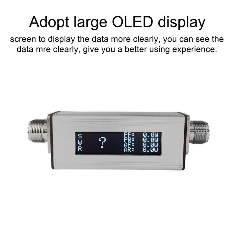 0-100 واط 1.8 ميجاهرتز-30 ميجاهرتز شاشة OLED مقاس 2.23 بوصة جهاز قياس الموجة الواقفة المحمول باليد صغير الحجم مقياس طاقة الموجات القصيرة SWR هيكل من سبائك الألومنيوم - Image 4