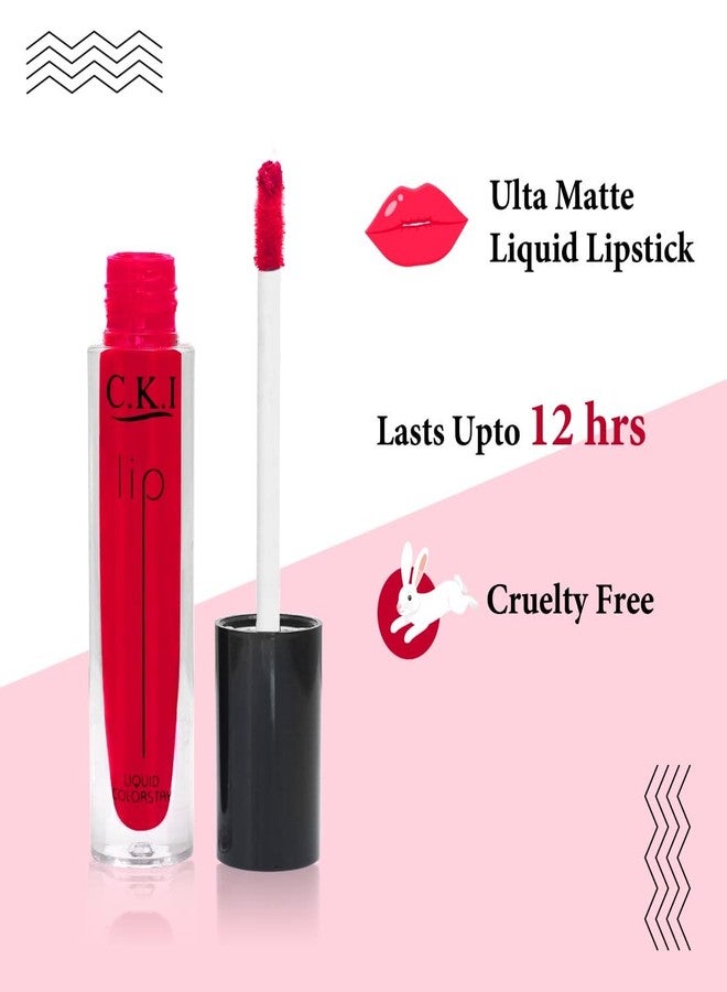 C.K.I Matte to Last Liquid Lipstick, Matte Finish, 4ml - Sensational Pink (gulabi) 710 - Image 4