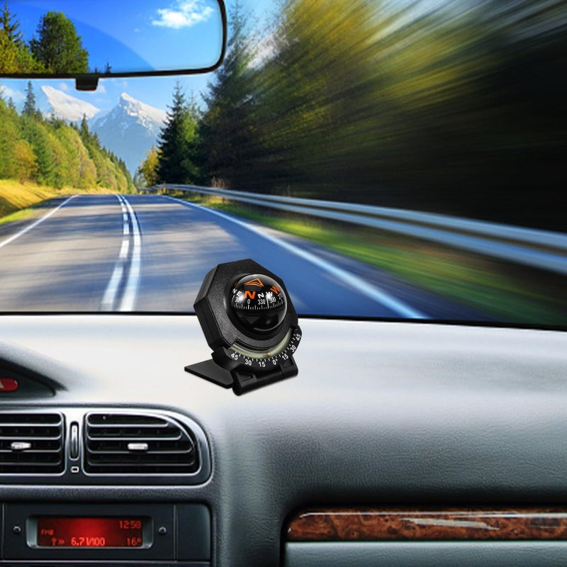 Kisangel Car Compass Ball Dashboard Compass Adjustable Night Light Vehicle Navigation Supply For Auto Boat Truck - Image 5