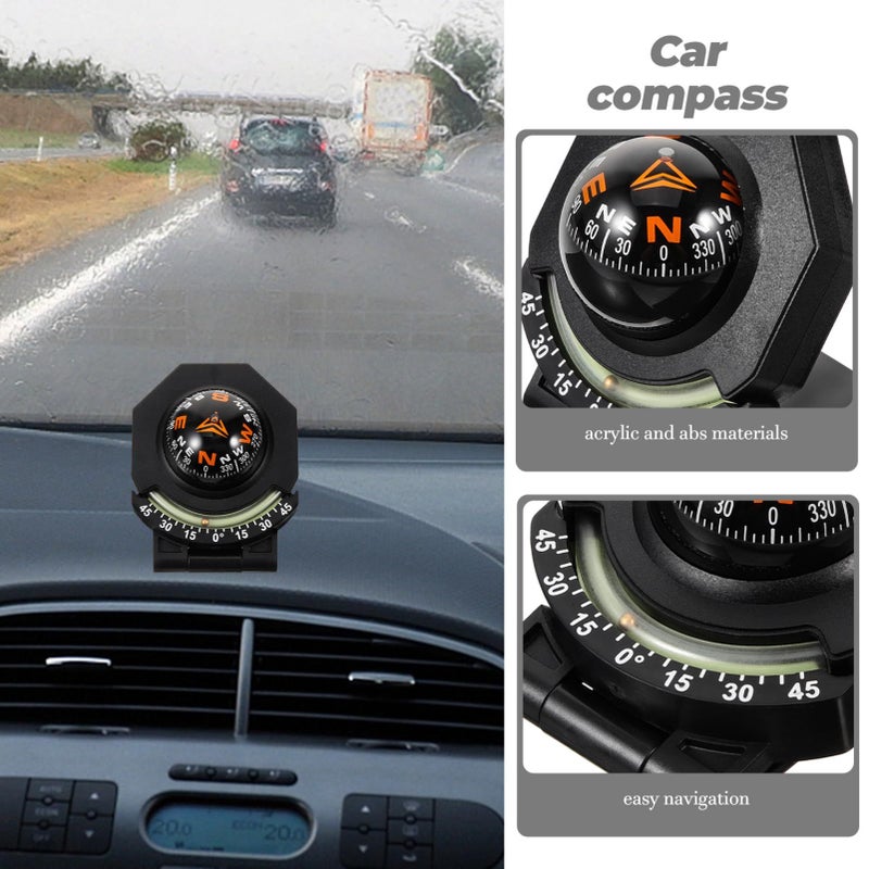 Kisangel Car Compass Ball Dashboard Compass Adjustable Night Light Vehicle Navigation Supply For Auto Boat Truck - Image 4