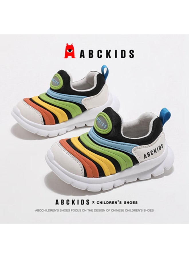 Abc Kids Kids Sports Shoes Spring/autumn Boys Girls Casual Shoes Caterpillar Shoes Beige/black Color Size 32 Inner Length 184 - Image 2