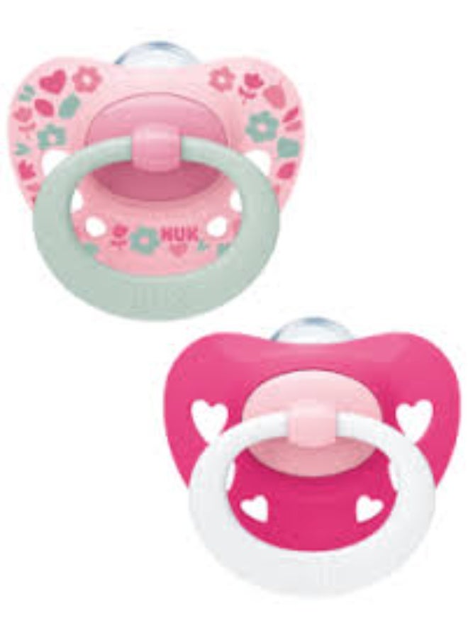Nuk baby pacifier dark light pink 6-18 month 2 piece
