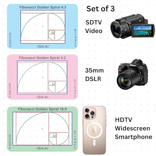CLPA Fibonacci Golden Spiral Viewfinder — Artist Viewfinder for Drawing and Photography — Composition Viewfinder — 3:2, 4:3 and 16:9 — Made in Australia - Image 2