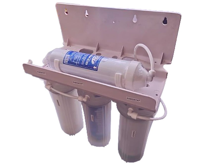 PARIJATA Water Purifier 4 stage NON electric with activated carbon filter Semi transparent housing filters Purifier for removing dust sand particles and smell from drinking water - Image 2