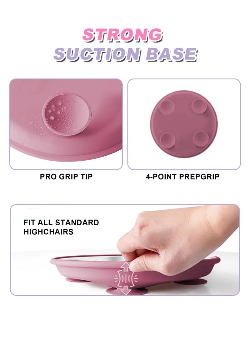 HomarKet 2 Pack Stainless Steel Baby Suction Plates & 2 Pack Spoons and Forks Set, Toddler Utensils Baby Feeding Set, Divided Plates for Baby Led Weaning Supplies, BPA-Free (Purple/Pink) - Image 4