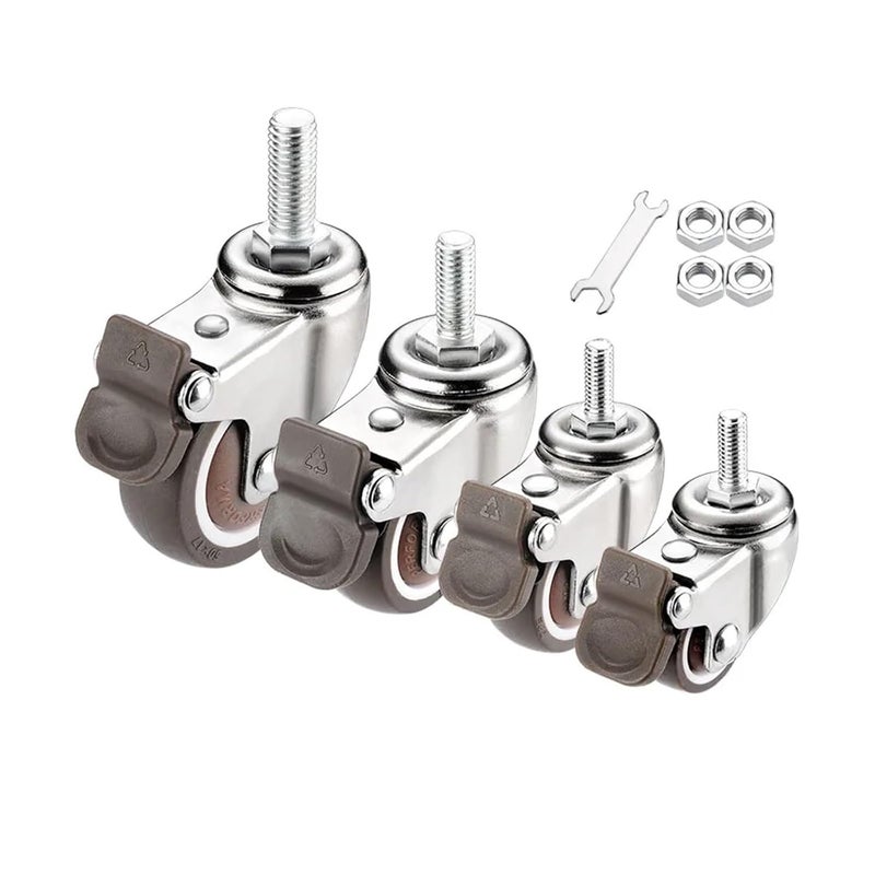 4PCS 3 Inch Furniture Casters Wheels With Brake Universal M6 M8 M10 Rubber Pulley Roller - Image 3