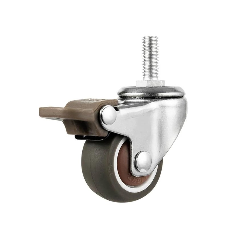 4PCS 3 Inch Furniture Casters Wheels With Brake Universal M6 M8 M10 Rubber Pulley Roller - Image 4