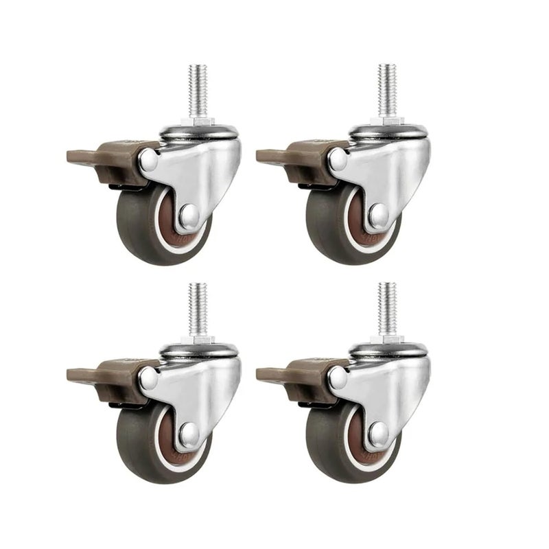 4PCS 3 Inch Furniture Casters Wheels With Brake Universal M6 M8 M10 Rubber Pulley Roller - Image 2