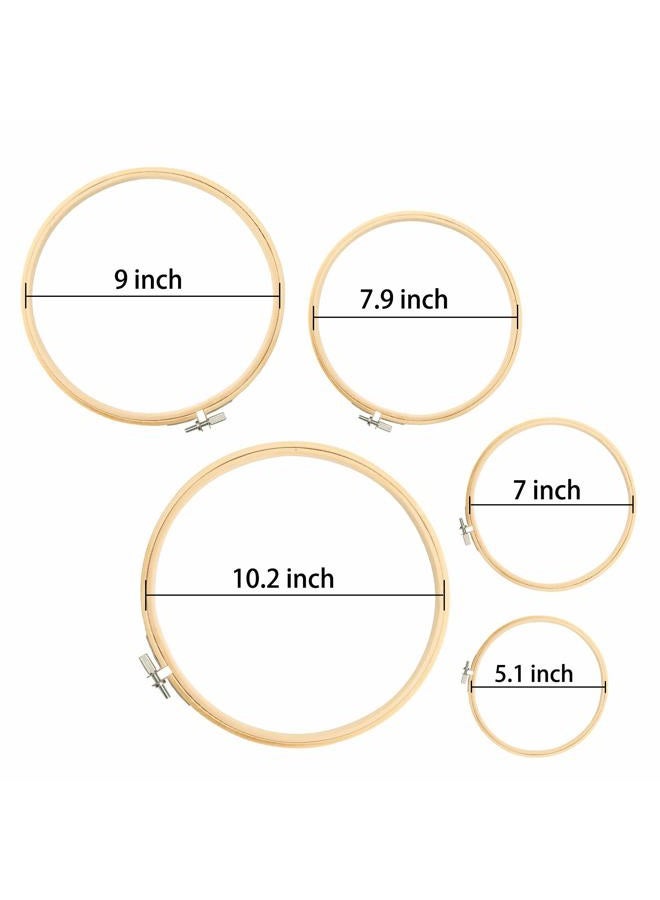 Similane 5 Pieces Embroidery Hoops Bamboo Circle Cross Stitch Hoop Ring 5 inch to 10 inch for Embroidery and Cross Stitch - Image 2