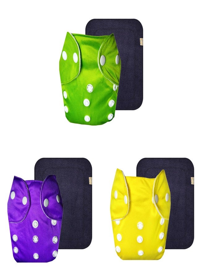 Dumbledo Lite Cloth Diaper with Gray Insert (Pack of 3) | Hypoallergenic | 6-Layer Absorbent Pad | Adjustable Snaps | Designed by Moms | 3 Months - 2 Years | Unisex Baby - Image 1