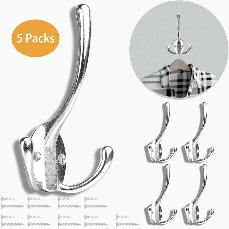 HADWER Wall Mounted Coat Hooks 5 Pack Heavy Duty Black Hardware Robe Hooks Decorative for Single Hanging Coats Towel Cubicle Classroom Kitchen Bath Backpack Hat Hook - Image 2