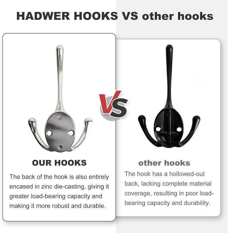 HADWER Wall Mounted Coat Hooks 5 Pack Heavy Duty Black Hardware Robe Hooks Decorative for Single Hanging Coats Towel Cubicle Classroom Kitchen Bath Backpack Hat Hook - Image 4