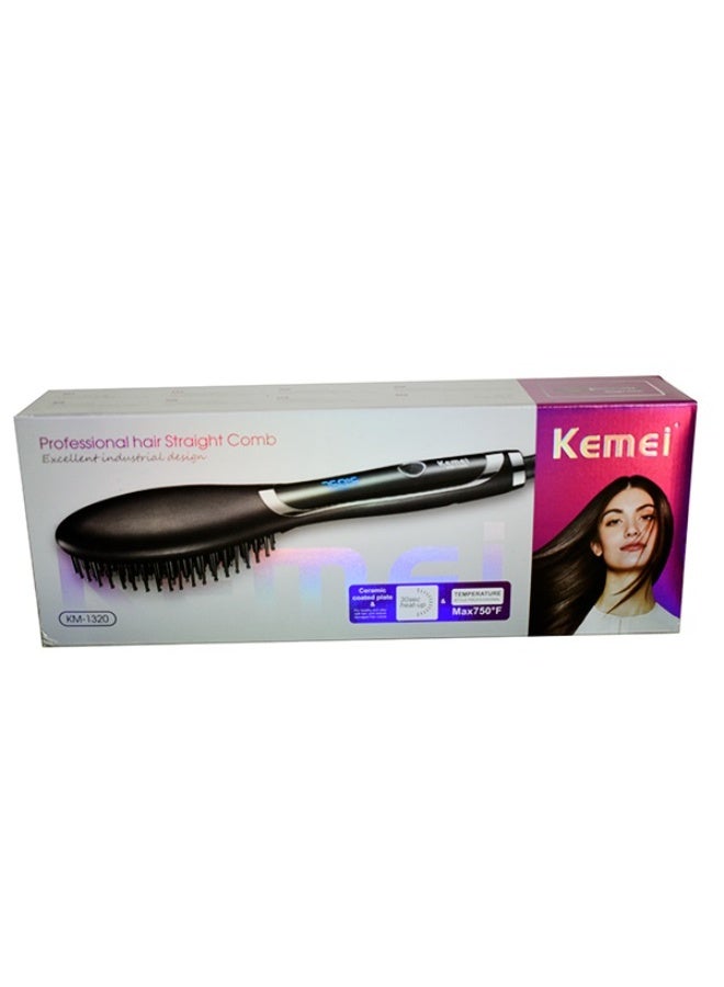 Kemei Hair Straightener Brush Black km-1320 - Image 1