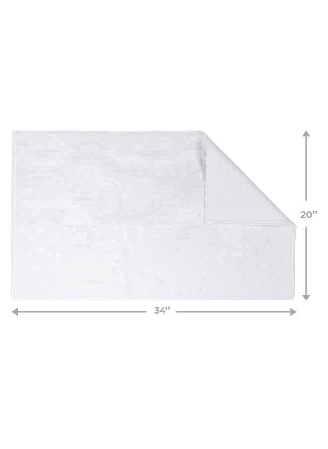 Cotton Paradise 100% Cotton Non Slip Bath Mats for Bathroom, 20x34 inch Soft Absorbent Quick Dry Machine Washable Floor Bath Mat, White Bath Rug  - Image 3