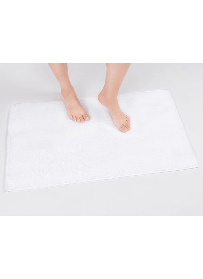 Cotton Paradise 100% Cotton Non Slip Bath Mats for Bathroom, 20x34 inch Soft Absorbent Quick Dry Machine Washable Floor Bath Mat, White Bath Rug  - Image 1
