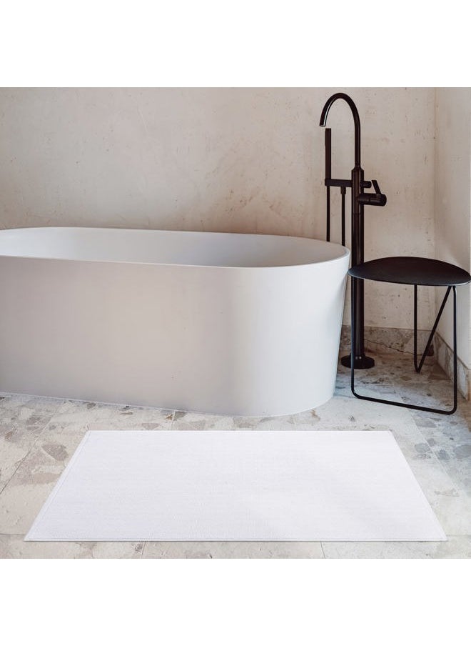 Cotton Paradise 100% Cotton Non Slip Bath Mats for Bathroom, 20x34 inch Soft Absorbent Quick Dry Machine Washable Floor Bath Mat, White Bath Rug  - Image 2
