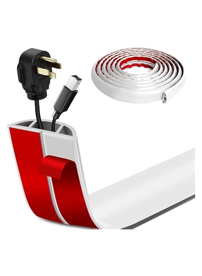 erorex Floor Cord Cover Cable Cavity, 2m Self Adhesive Cord Hider, Low Profile Cable Management Wire Cover for Home Office Garage Gym - Image 2