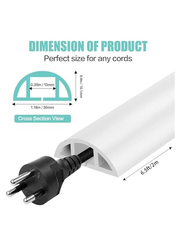 erorex Floor Cord Cover Cable Cavity, 2m Self Adhesive Cord Hider, Low Profile Cable Management Wire Cover for Home Office Garage Gym - Image 1