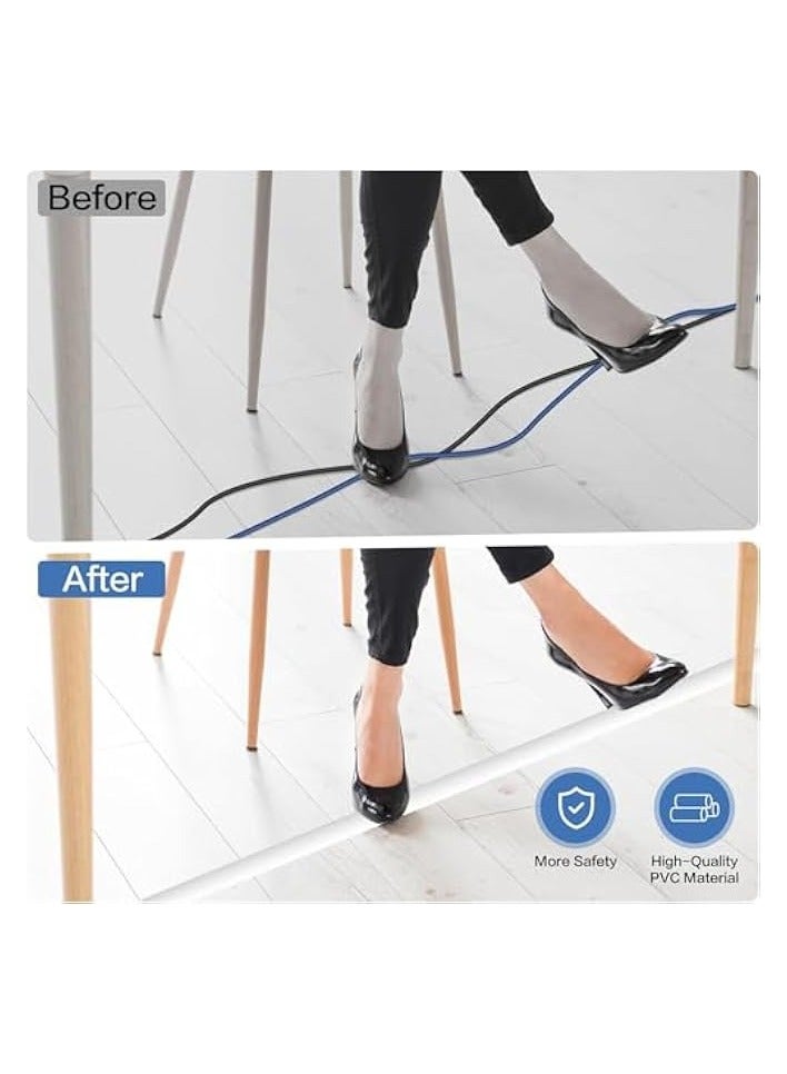 erorex Floor Cord Cover Cable Cavity, 2m Self Adhesive Cord Hider, Low Profile Cable Management Wire Cover for Home Office Garage Gym - Image 3