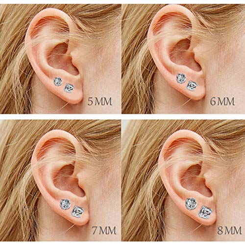 ADAIER 2 Pairs Stainless Steel Magnetic Stud Earrings for Men Women Non-piercing CZ Hypoallergenic Clip on Earring Magnetic Studs Earring 5-8MM(SE-21) (SE-21) (2 Pairs 7mm Silver) - Image 4