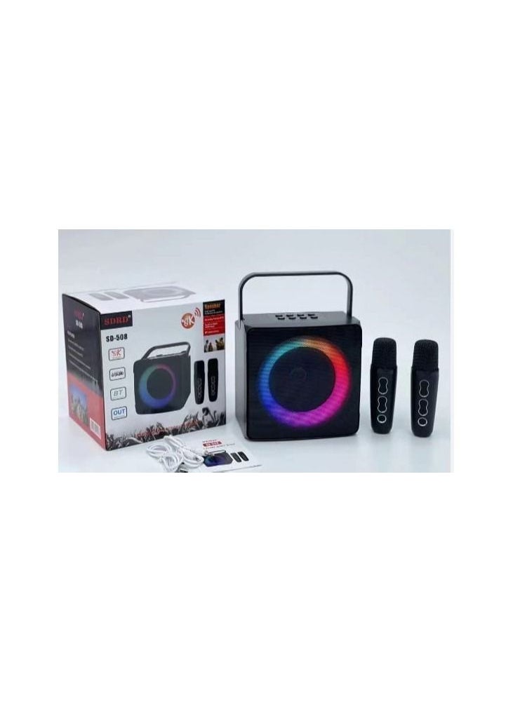 SDRD - SD508 Home Karaoke Portable Bluetooth Speaker Dual Wireless Microphone Live TV FM Radio TF Card USB Subwoofer Music Center Audio - Image 1