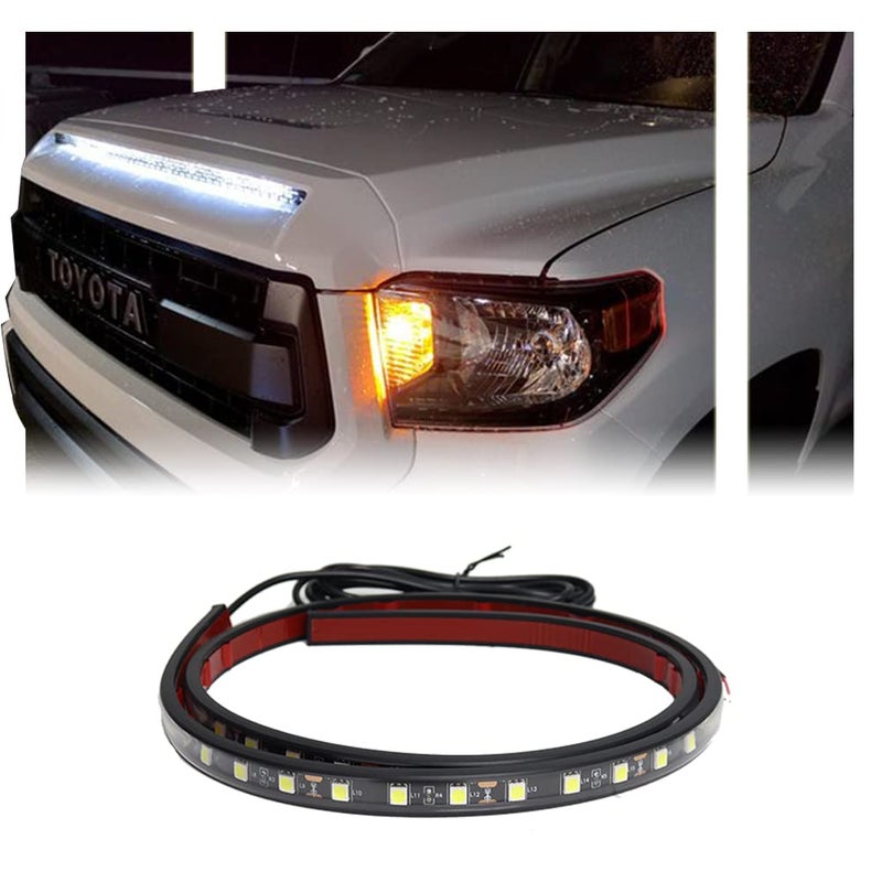 GSOWO White 63SMD Flexible LED Hood Bulge Light Strip Designed for 20142021 Toyota Tundra Waterproof 12V Car Hood Led Strip