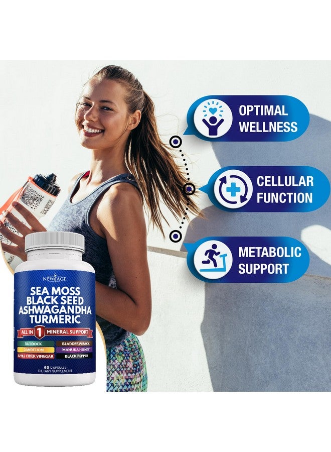 NEW AGE Sea Moss Black Seed Oil Ashwagandha Turmeric Bladderwrack Burdock - with Manuka, Honey Dandelion, ACV Black Pepper Gluten Free - Image 2