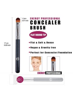Energy Flat Concealer Brush For Eyebrowsenergy Under Eye Concealer Brush Vegan Eyeshadow Brush For Liquid Powder Foundation Concealing Blending Small Eye Blending Brush Blue  - Image 2