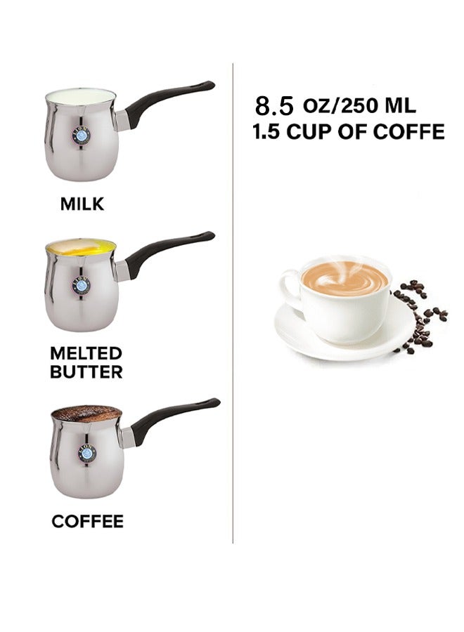 Lion Premium Stainless Steel Coffee Warmer & Tea Pot, 250ml, Cool-Touch Handle, Spout Design – Multipurpose for Brewing Coffee, Tea, Hot Chocolate, Butter Melting & More, Durable Quality - Image 4