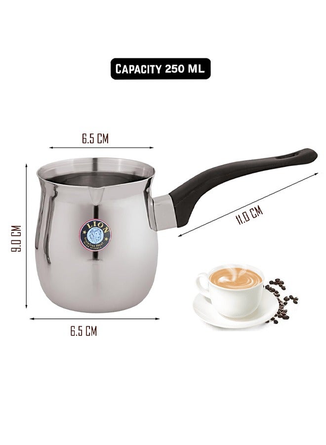 Lion Premium Stainless Steel Coffee Warmer & Tea Pot, 250ml, Cool-Touch Handle, Spout Design – Multipurpose for Brewing Coffee, Tea, Hot Chocolate, Butter Melting & More, Durable Quality - Image 5