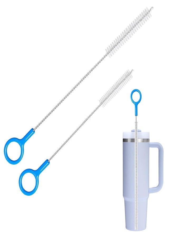 CIDYAUST Straw Cleaner Brush, Long 10&12 Inch Metal Brush for Straws, Reusable Straw Cleaning Brush for Stanley Cup, Water Bottle, Baby Bottle & Sip Cup, Food-Grade Straw Brush Cleaner Kit with Hanging Loop - Image 1