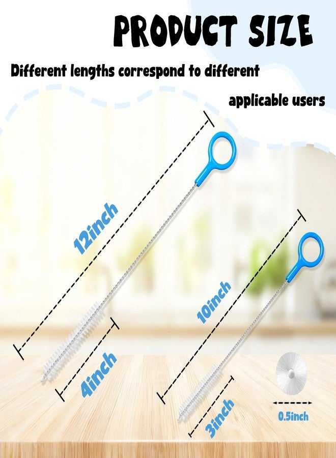 CIDYAUST Straw Cleaner Brush, Long 10&12 Inch Metal Brush for Straws, Reusable Straw Cleaning Brush for Stanley Cup, Water Bottle, Baby Bottle & Sip Cup, Food-Grade Straw Brush Cleaner Kit with Hanging Loop - Image 2