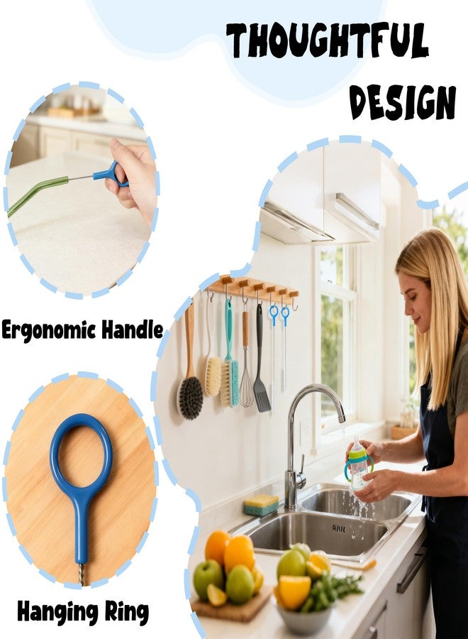 CIDYAUST Straw Cleaner Brush, Long 10&12 Inch Metal Brush for Straws, Reusable Straw Cleaning Brush for Stanley Cup, Water Bottle, Baby Bottle & Sip Cup, Food-Grade Straw Brush Cleaner Kit with Hanging Loop - Image 5
