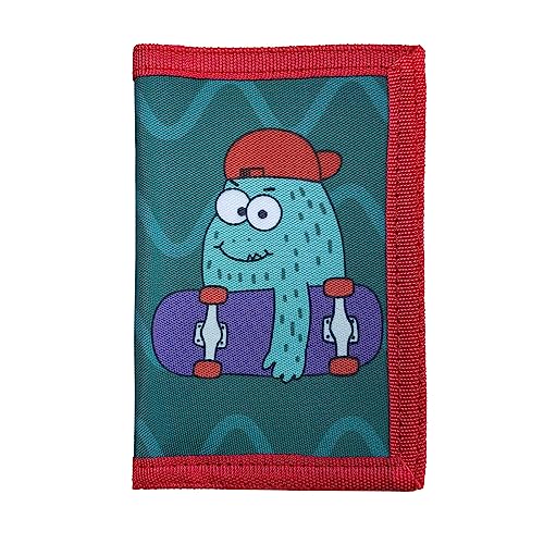 JONYEE Kids Wallet for Boys and Girls, Novelty Wallet for Boys and Girls Ages 5-7, Camo Teen Wallet for Kids Birthday Gifts - Skate Monster - Image 1