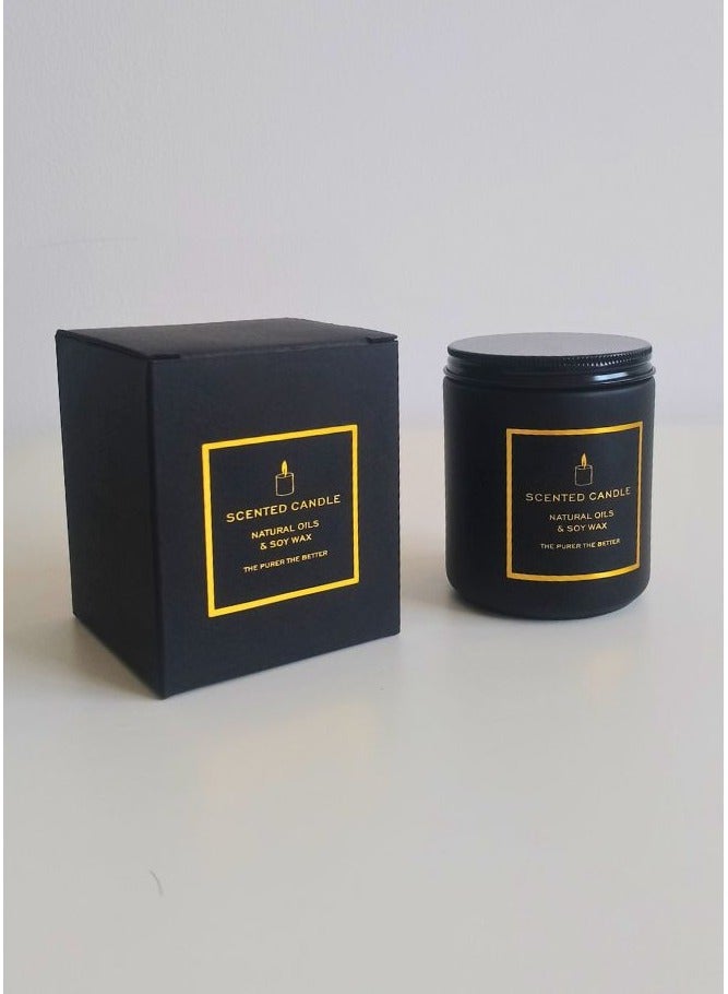 شمعة معطرة في وعاء زجاجي رائع برائحة الفانيليا أو العود تدوم طويلاً، مع مدة احتراق تصل إلى 52 ساعة، بتصميم أنيق في الوعاء للمنزل والهدايا - Image 1