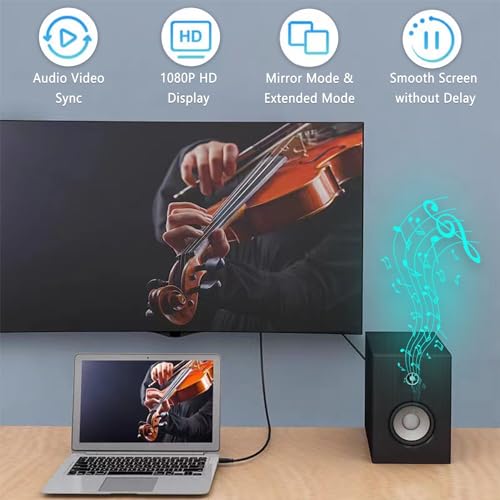 AKWOR 6.6FT USB to HDMI Adapter Cable, USB to HDMI Male 1080P HD Monitor Display Audio Video Converter Cable Cord - Image 3