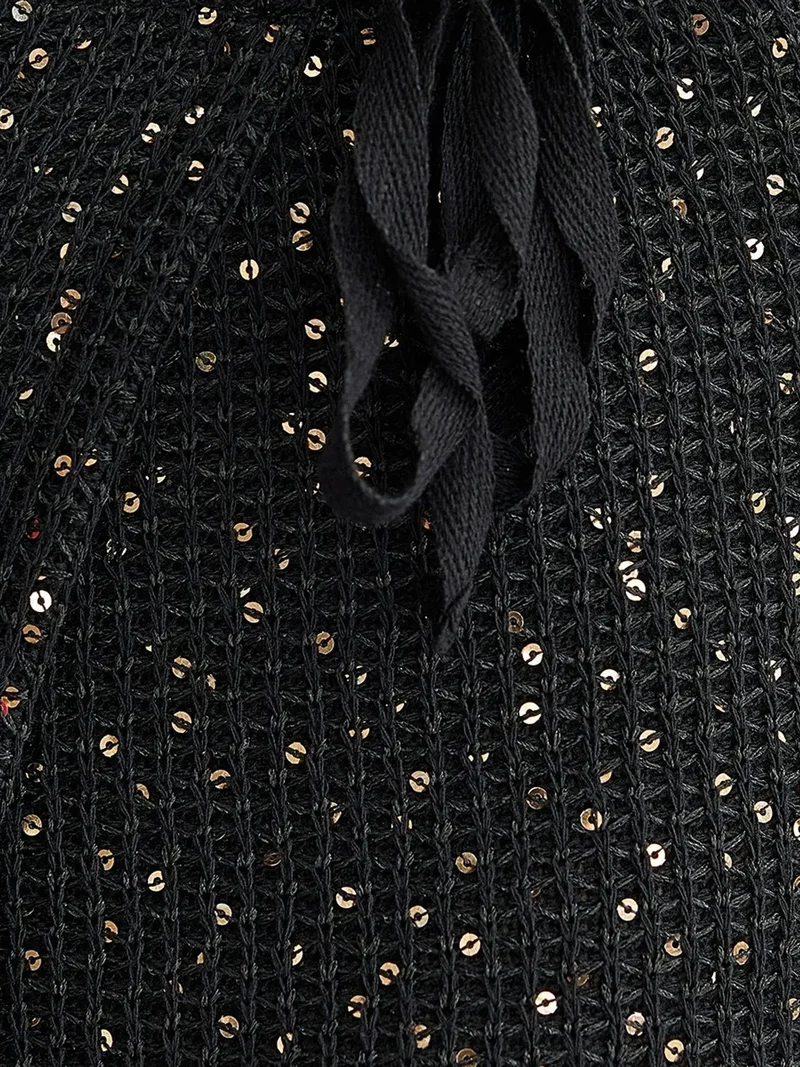 HICCUP Sequin Knitted Wrap Skirt with Seamless Hem and Belt