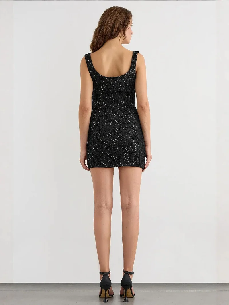 HICCUP Sequin Knitted Wrap Skirt with Seamless Hem and Belt