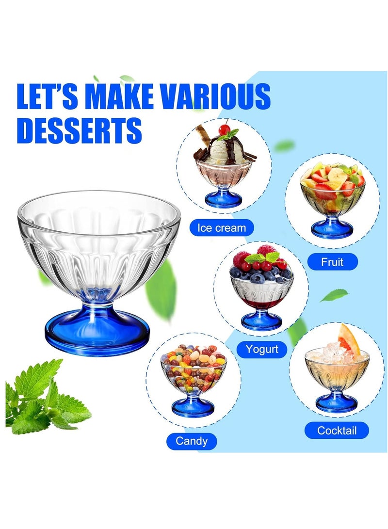 Zikra Acrylic Ice Cream Bowls 8 oz Clear Dessert Cups Footed Ice Cream Bowl for Sundae Salad Snack Cocktail Condiment Trifle Holiday Party(12 Pack) - Image 3