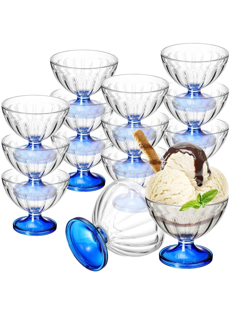 Zikra Acrylic Ice Cream Bowls 8 oz Clear Dessert Cups Footed Ice Cream Bowl for Sundae Salad Snack Cocktail Condiment Trifle Holiday Party(12 Pack) - Image 1