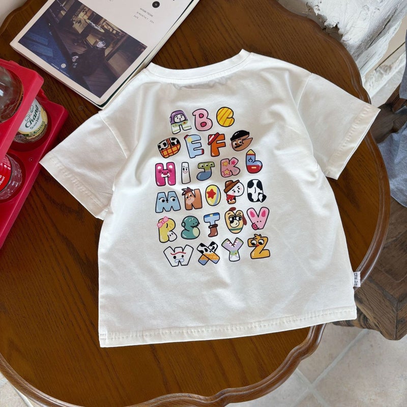 100 Cotton Children'S 2024 Boys' Short Sleeve T-Shirt Cartoon Printed Girls Baby Casual Top - Image 3