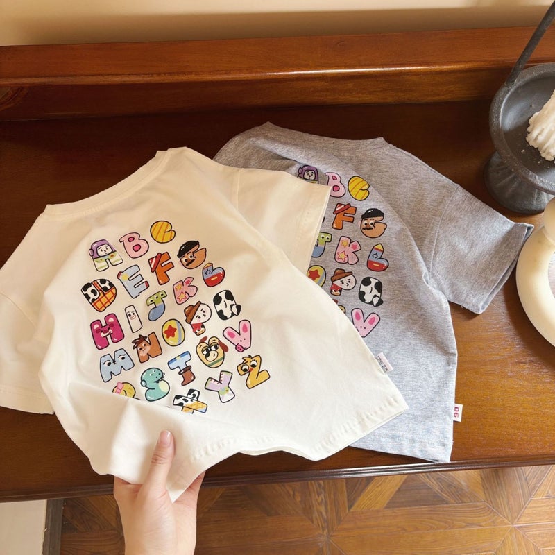 100 Cotton Children'S 2024 Boys' Short Sleeve T-Shirt Cartoon Printed Girls Baby Casual Top - Image 2